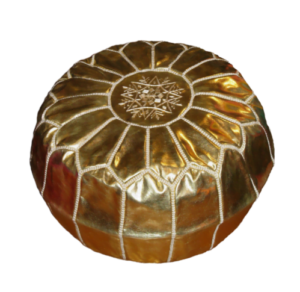 Moroccan gold pouf Gold leather Moroccan pouf