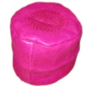 Leather Fuchsia Pouf Ottoman fuchsia pouf