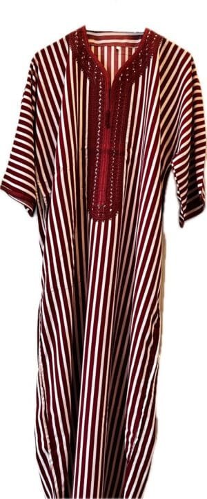 Moroccan Men Long Gown red and white With red embroidery Moroccan Men Long Gown red and white With red embroidery