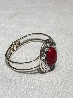 Bracelet-pierre-ovale-rouge Moroccan Red Stone Cuff Bracelet