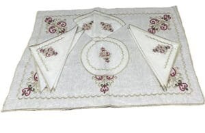 Moroccan-tablecloth-nappkins-teapot-holder-placemat nappe marocaine pour petite table