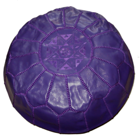 Moroccan mauve pouf Leather Pouf Purple