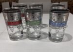 verres argentes pour le the marocain2 Moroccan Tea Glasses Set: Silver & Colored Rim